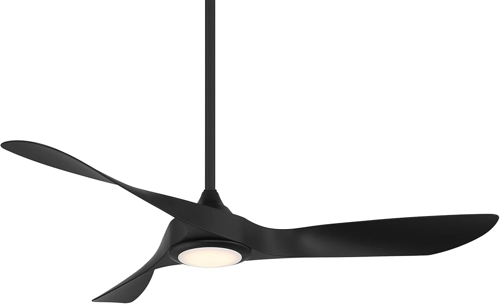 WAC Smart Fans Swirl Indoor and Outdoor 3-Blade Ceiling Fan 54in Matte Black with 3000K LED Light Kit and Remote Control works with Alexa and iOS or Android App