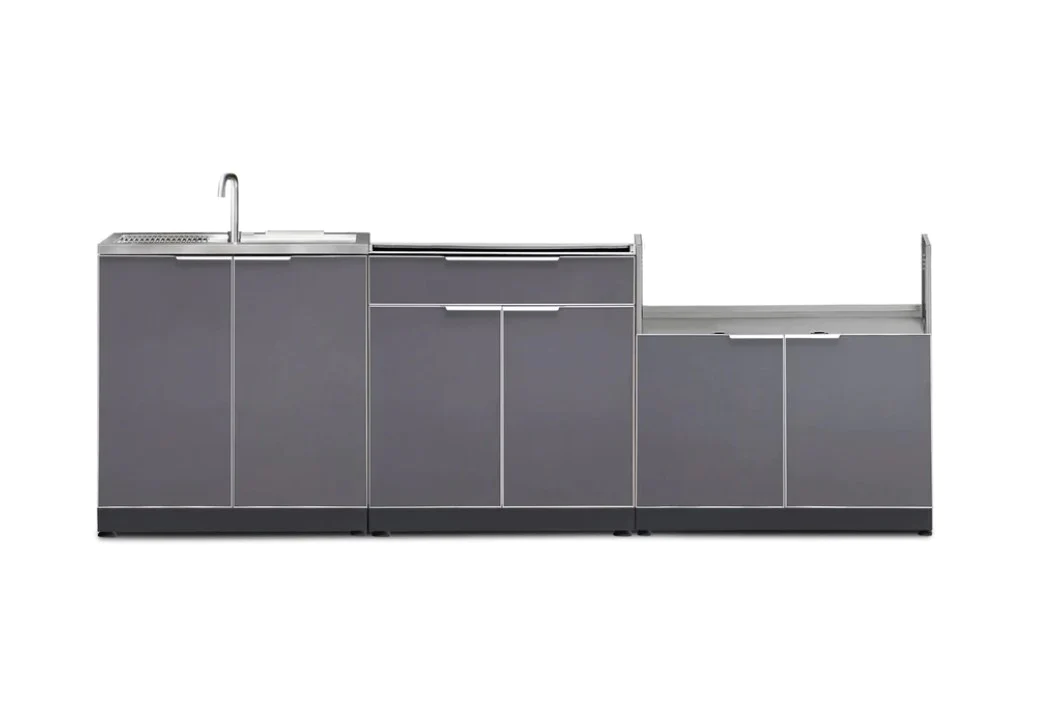 NewAge Outdoor Kitchen 3-Piece Cabinet Set with Sink, Bar and 36in Grill Cabinet