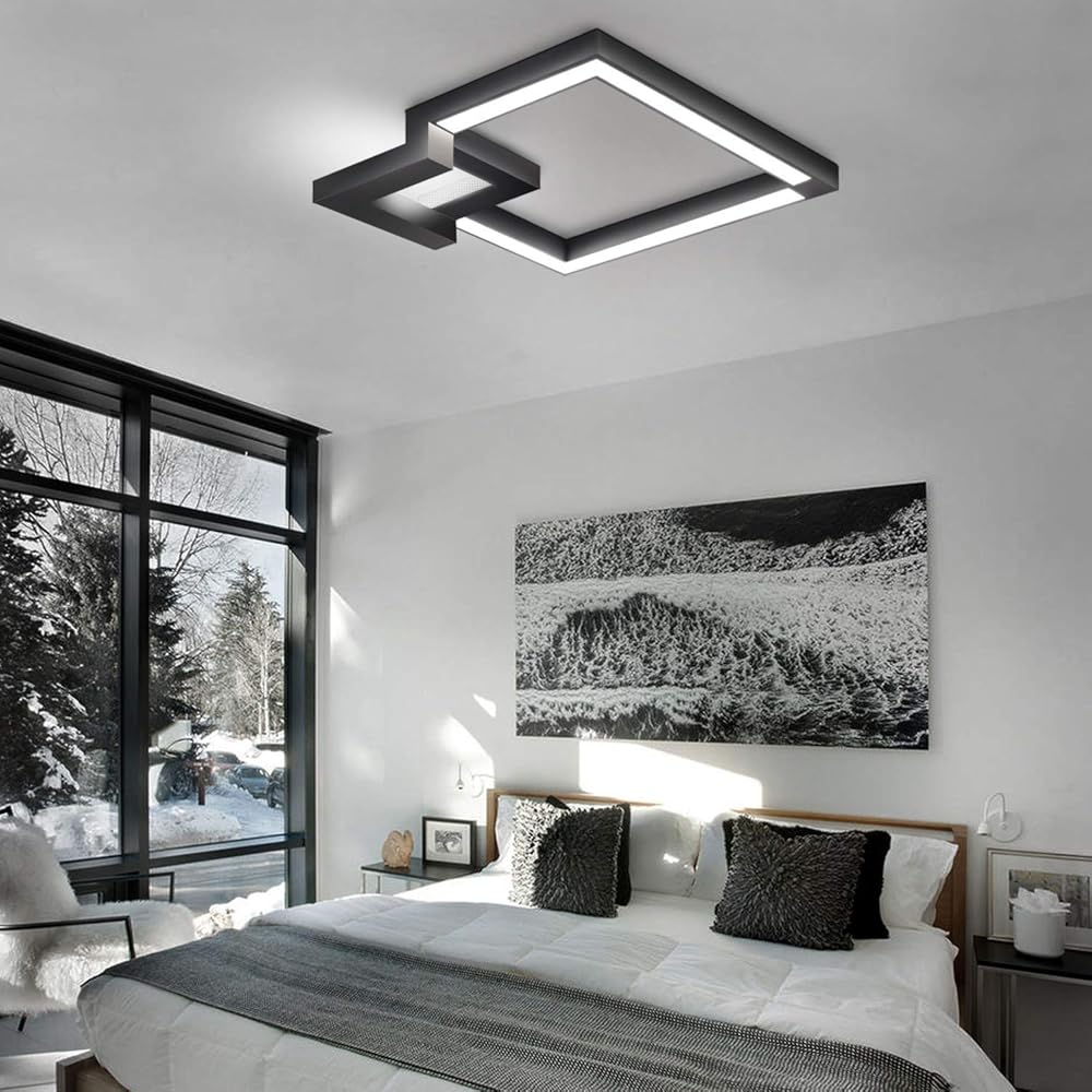 Light Lamp Ceiling Led Light, Smooth Color Change, White Light with 50Cm, Ceiling Lighting, Hallway Pendant Lights, Bathroom, Living Room Chandelier, Geometric Design Lamp 30W,White,50Cm