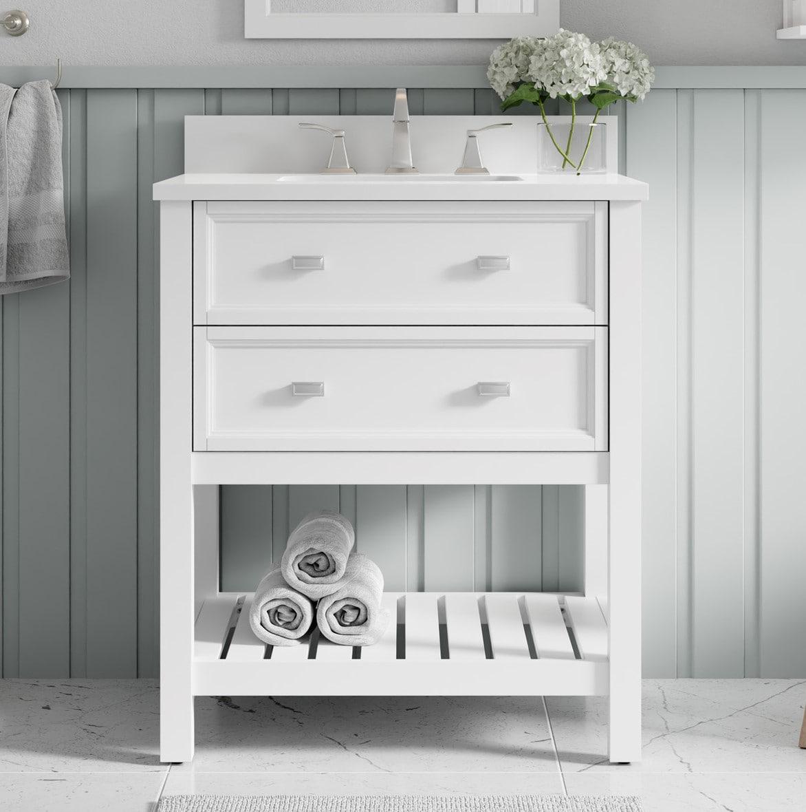 allen + roth Canterbury 30-in White Undermount Single Sink Bathroom Vanity with White Engineered Stone Top