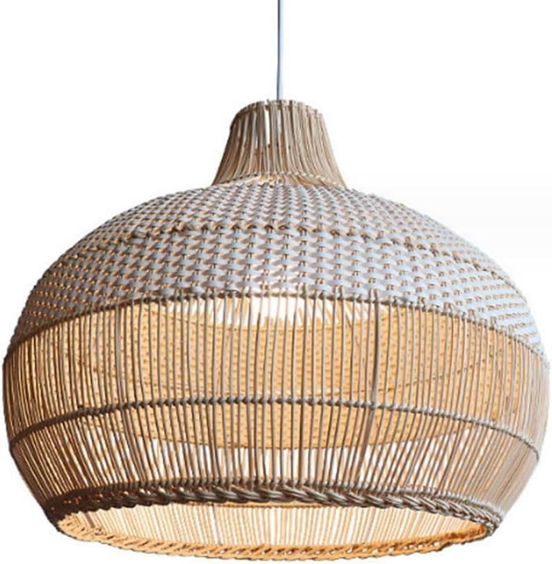 Nordic Modern Hanging Rattan Pendant Light Bamboo Pendant Light Bohemian Style Chandeliers Retro Rural Farmhouse Wicker Ceiling Light for Kitchen Island Bedroom Dining Room Entryway
