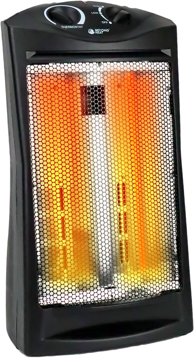 1500 Watt Electric Quartz Infrared Radiant Tower Heater, Portable Space Heater with Tip-Over and Overheat Protection, Fast Heating Heater Quiet and Safe for Office Indoor Use Home Bedroom