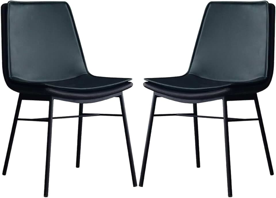 Kitchen Chairs Anti-Skid Dining Chairs Nordic Pu Soft Comfortable Upholstered Hotel/Restaurant Back Chair Leisure Side Chair Black Iron Chair Frame Desk Chair for Living Room,Dining Room/B/One