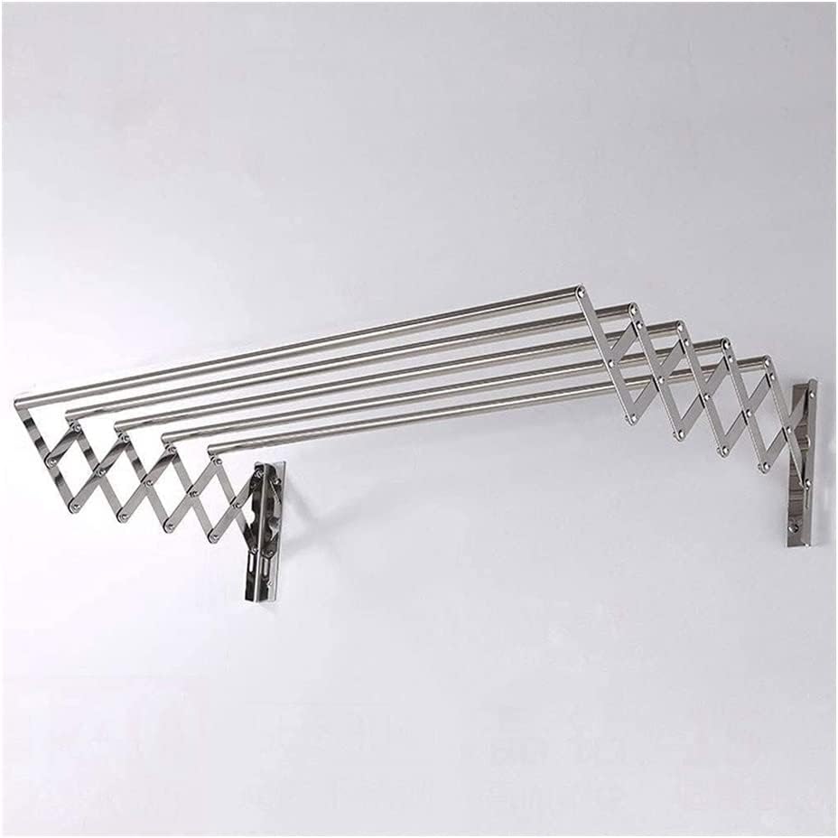 Wall Mounted Laundry Drying Rack 304 Stainless Steel 5 Rods Collapsible Dryer Towel Rack Home Folding Washing Line Clothes Airer Easy Storage for Indoor Outdoor (Size : 60cm/23.6in)