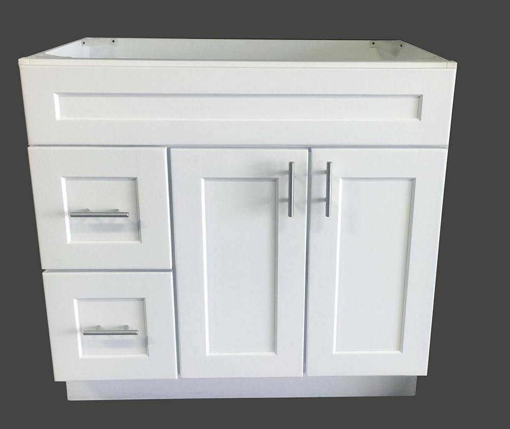 White Shaker Single-Sink Bathroom Vanity Base Cabinet 36