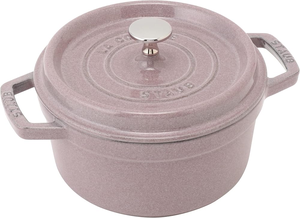 Staub 40508-866 Picot Cocotte Round Chiffon Rose, 7.9 inches (20 cm), Double Handed, Cast Iron, Enameled Pot, Induction Compatible, [Japanese Seller with Serial Number] La Cocotte Round