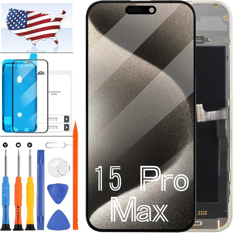 A-MIND for iPhone 15 Pro Max Screen Replacement 6.7 inch for iPhone 15 Pro Max 3D Touch LCD Digitizer Screen Digitizer Touch Repair Part with Tools Kit and Screen Protector