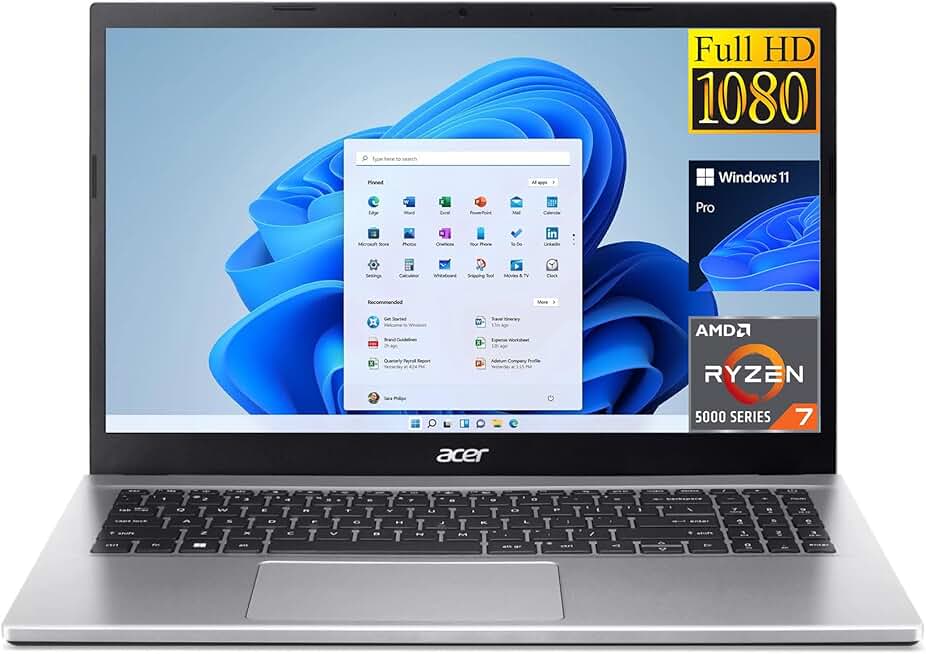 acer 2024 Newest Everyday 15.6 inch Laptop, AMD Ryzen 7 5700U, 16GB RAM, 512GB SSD, Wi-Fi 6, Webcam, Windows 11 Pro