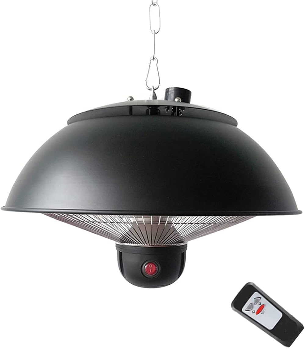 Hanging Electric Patio Heater, IP55 Waterproof Space Heater, with Remote Control + LED Light, for Courtyard Balcony Garden Garage,110v