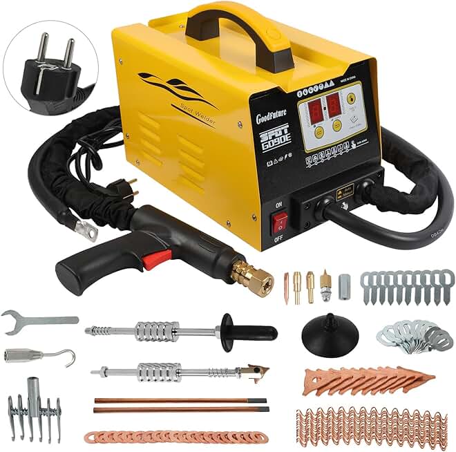 PLAYOCCAR 220V Spot Welder Dent Puller Machine, 3KW 3500A Car Body Stud Dent Repair Kit with 7 Welding Modes, small Joints & 82pcs Accessories