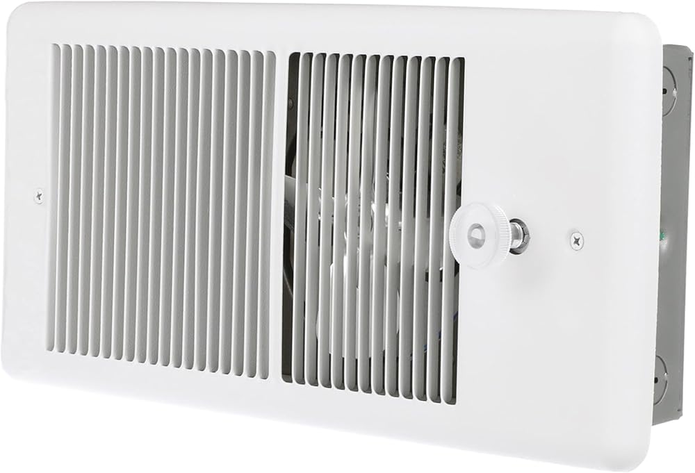 TPI E4375TRPW Series 4300 Low Profile Fan Forced Wall Heater with Wall Box, Standard Model, Single Pole Inbuilt Thermostat, 750 W, 6.25 Amps, White