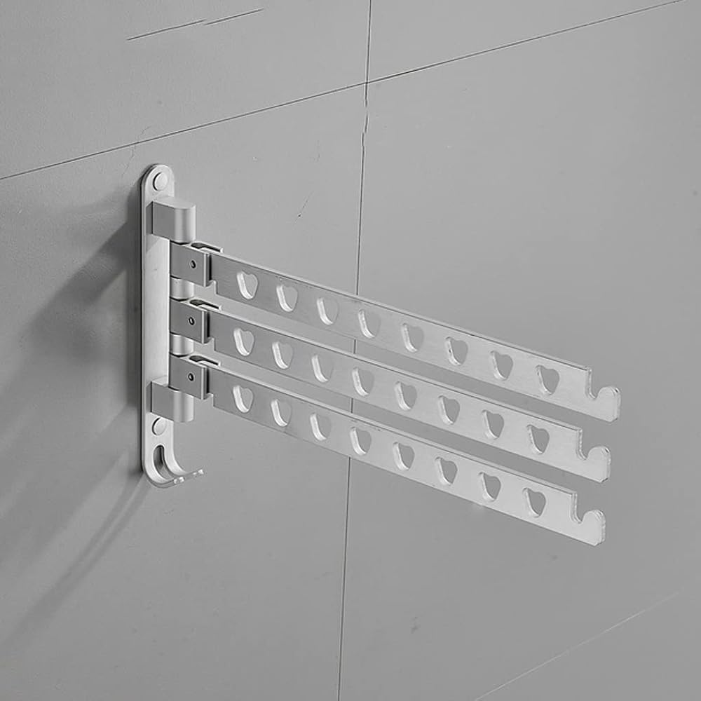 Aluminum Clothes Rack Swivel Folding Clothes Hanger Rack Dryer Balcony Drying Rack for Clothes Hanger Wall Mounted(White-Fruit peach5)