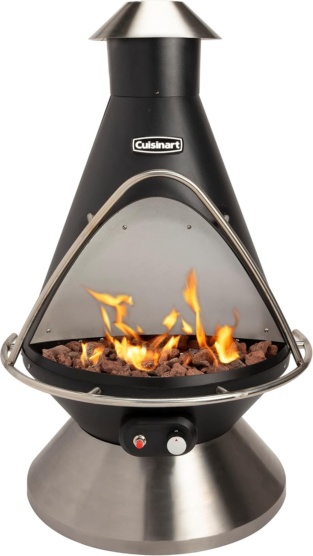 Cuisinart COH-600 Chimenea Propane Fire Pit, Patio Heater with Tip-Over Safety Switch, 8 lbs. Lava Rocks Included, 31