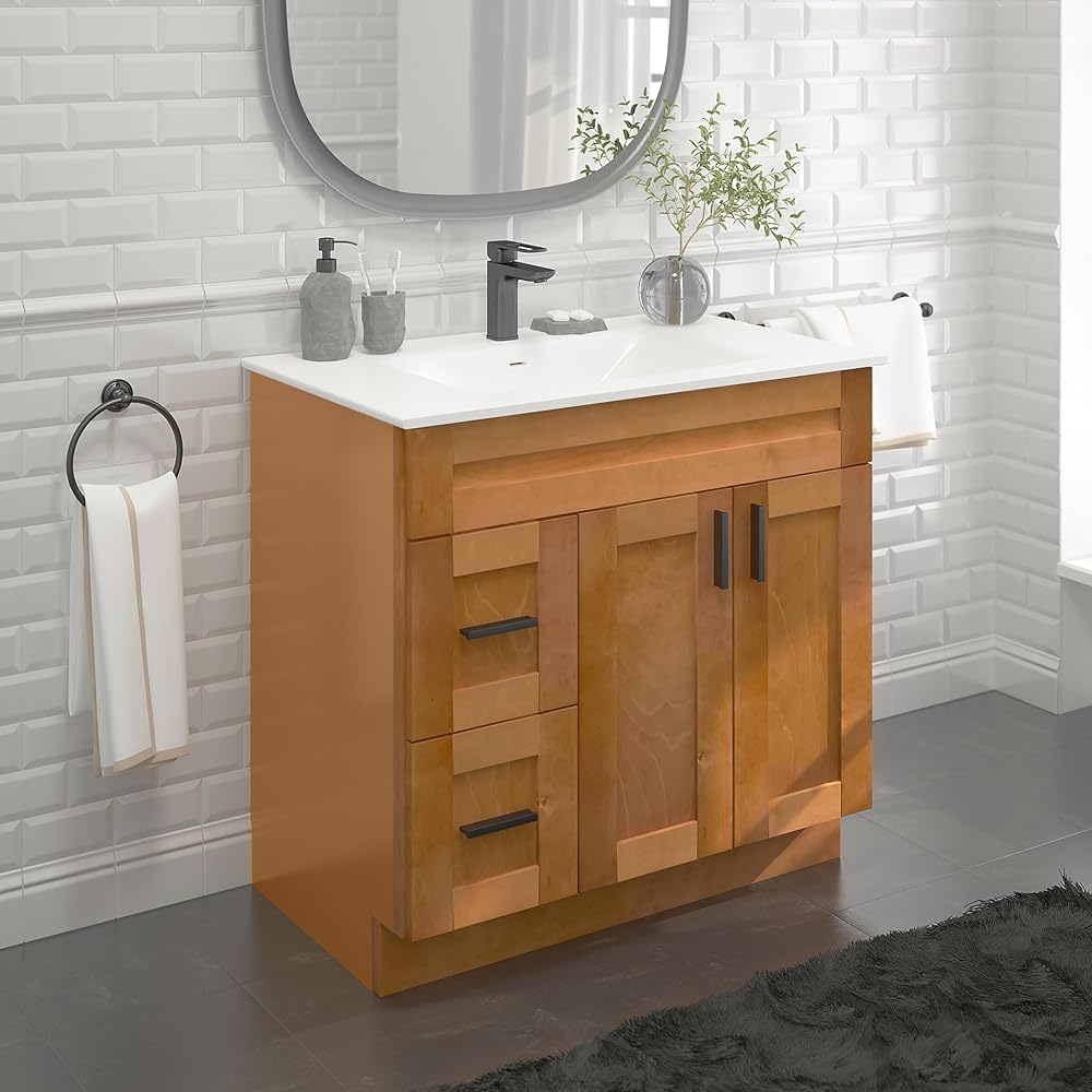 La Royal Maple Shaker Sink Base Bathroom Vanity with Drawers 36