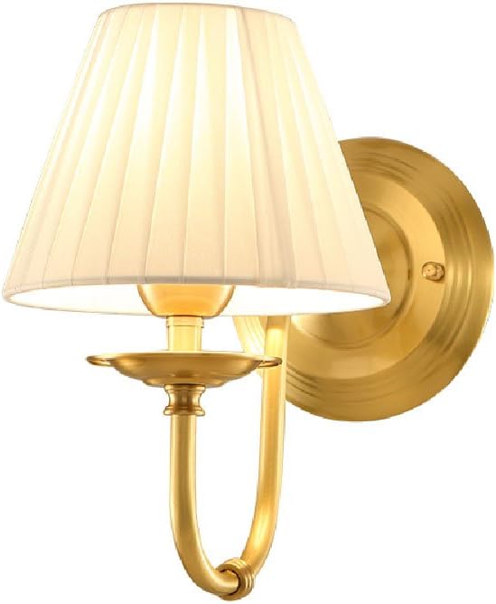 Luxury All Bronze Copper Wall Lamp European Simple Cloth Lampshade Bedside Lamp Living Room Aisle Balcony Wall Light Sconce E14 Stylish