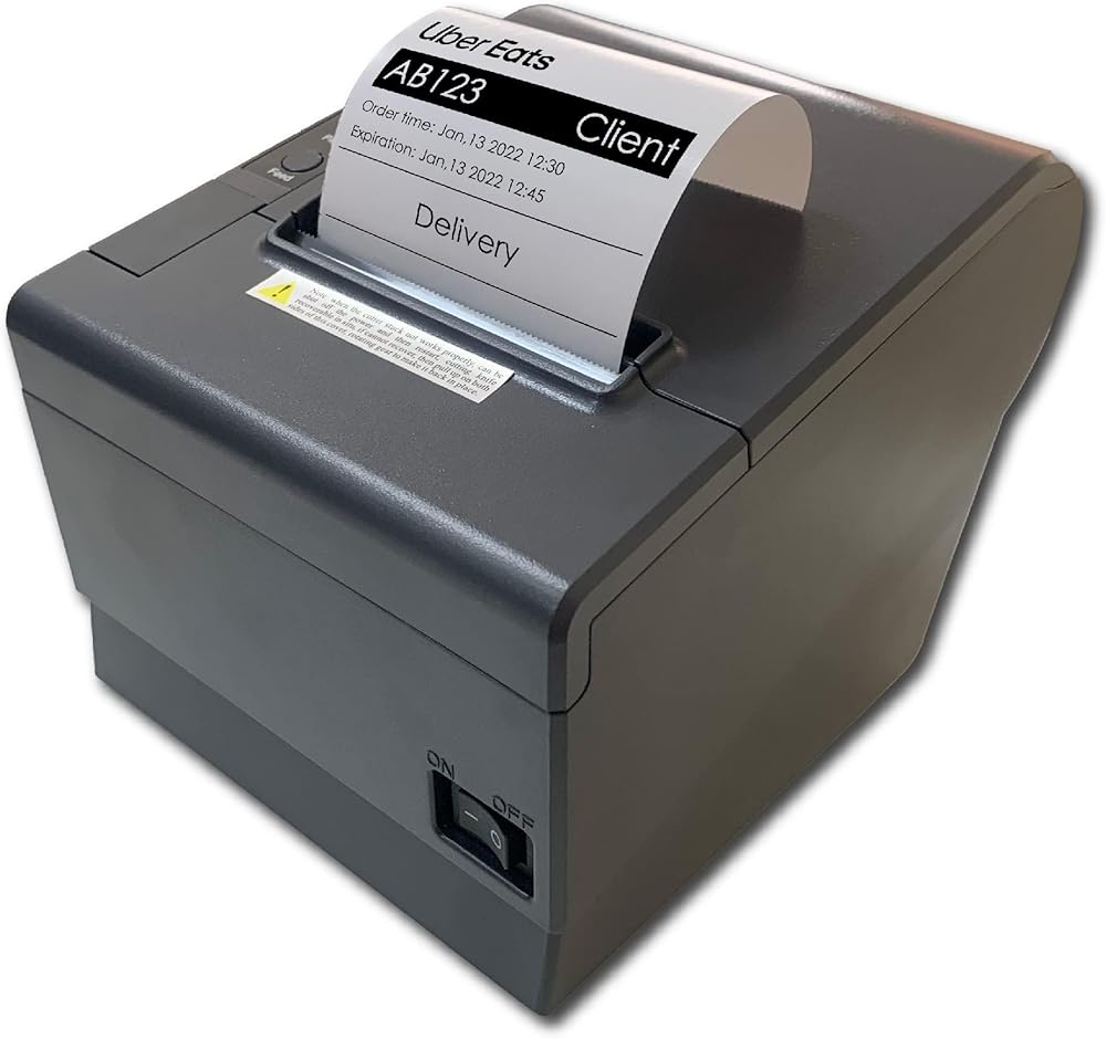 Thermal Receipt Printer PaperWidth 3” Cash Register Dual Bluetooth WiFi USB Support Food Delivery App Print Ticket Ubereats Doordash Grubhub Postmates Also for Togo Shop