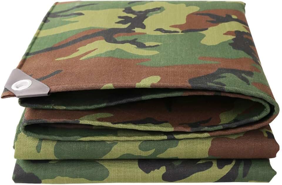 Tarpaulin Waterproof Heavy Duty Dust-Proof Moisture Proof Breathable Heavy Canvas Edge Reinforcement and Eyelet Outdoor Camping Tent, 14 Sizes (Color : Green, Size : 4x6M)