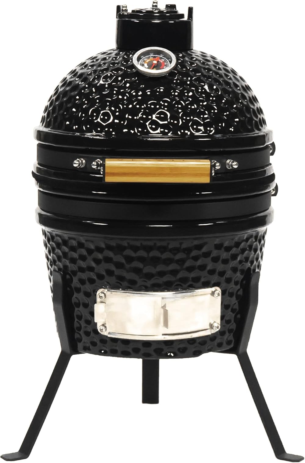 VESSILS 9.8-in W Kamado Charcoal BBQ Grill – Heavy Duty Ceramic Barbecue Smoker and Roaster with Built-in Thermometer and Stainless Steel Grate