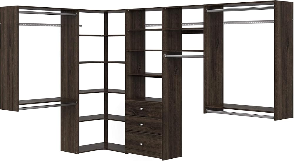 Easy Track Ultimate Corner Wood Kit Closet Organizer, Truffle