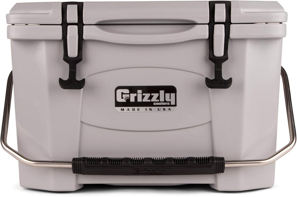 Grizzly 20 Cooler | 20 qt Ice Chest Durable Rotomolded Insulated | Made in USA | Warranty for Life | For Beach Boat Camping Fishing Hunting | G20