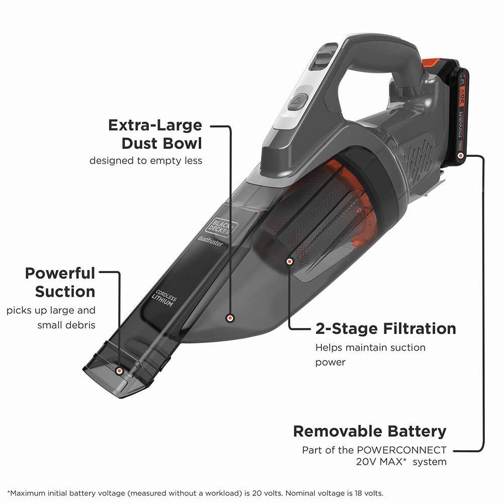BLACK+DECKER BCHV001C1 dustbuster POWERCONNECT Cordless 20-Volt Max Handheld Vacuum