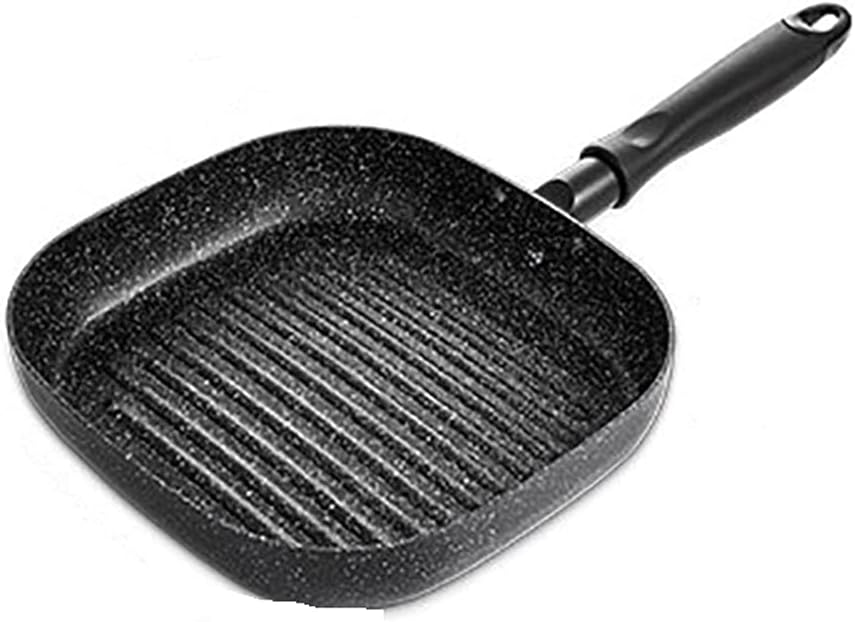Gerrit 22 * 24cm Steak Frying Pan with Handle Non-Stick Pancake Square Grill Baking Pan Striped Steak Frying Pan Kitchenware Cooking Tool