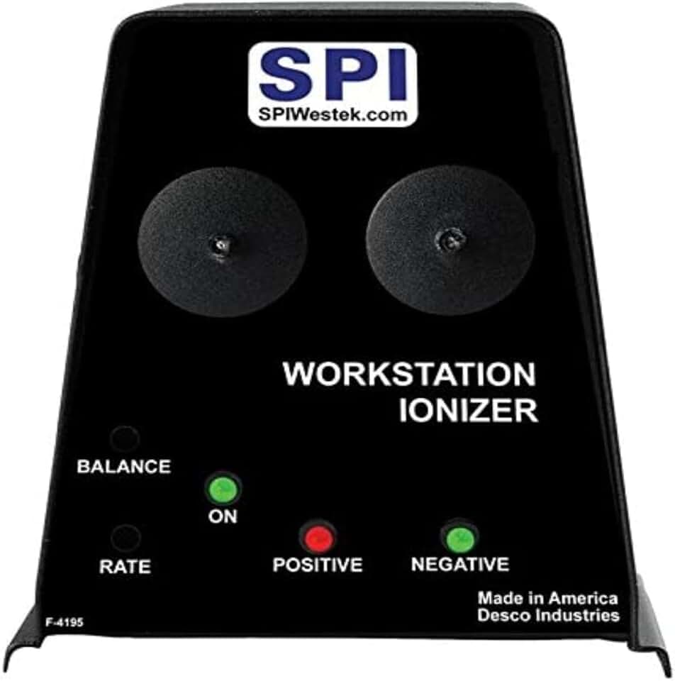 SPI Westek Workstation | Still Air Ionizer Without Fan | Removes Static Charge from Surfaces | 12 Inch Area of Effect | Compact Size Fits on Top of Desk | Model 94000