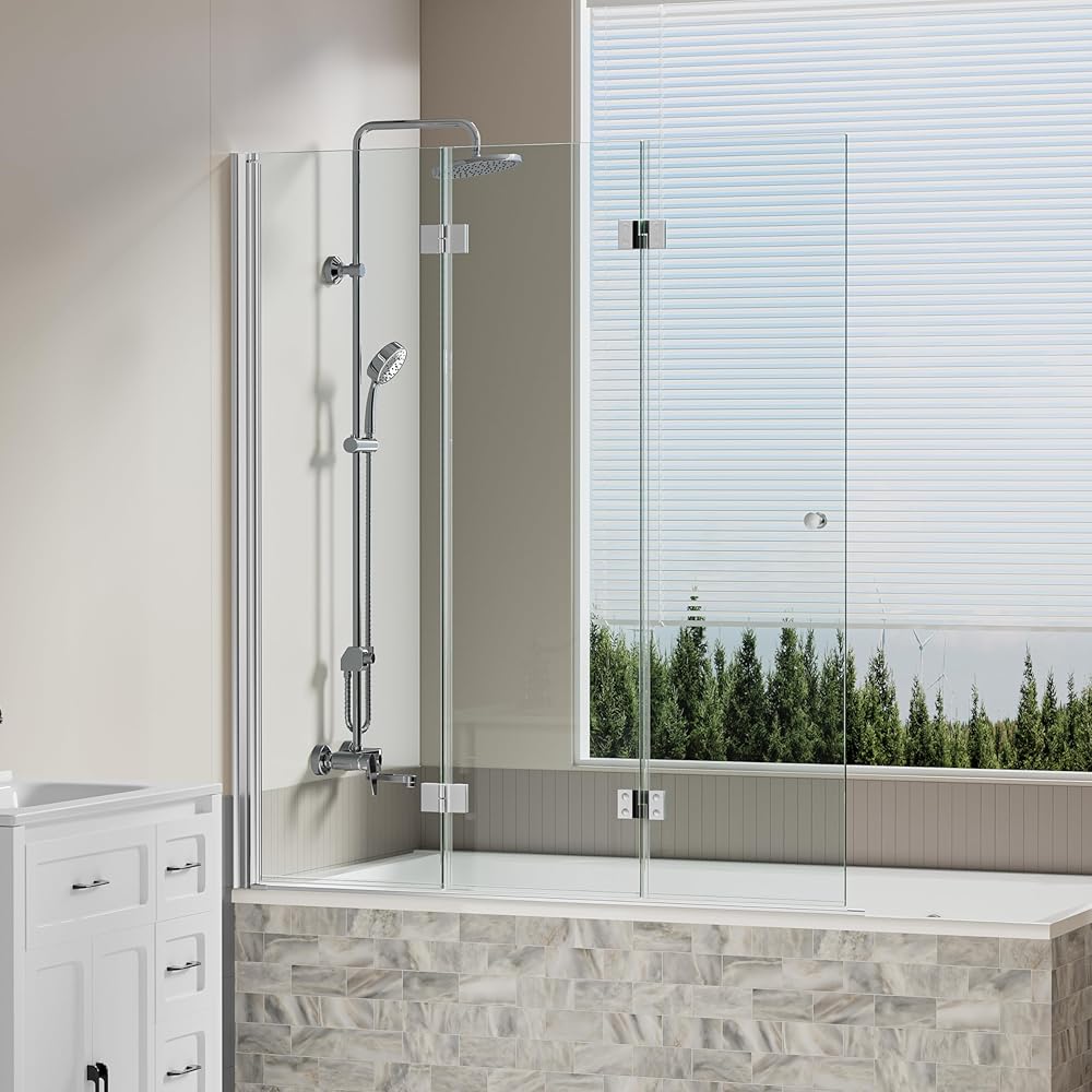 Findepot Tub Shower Door Frameless with Glassshield Coating Glass Panel,Size 51
