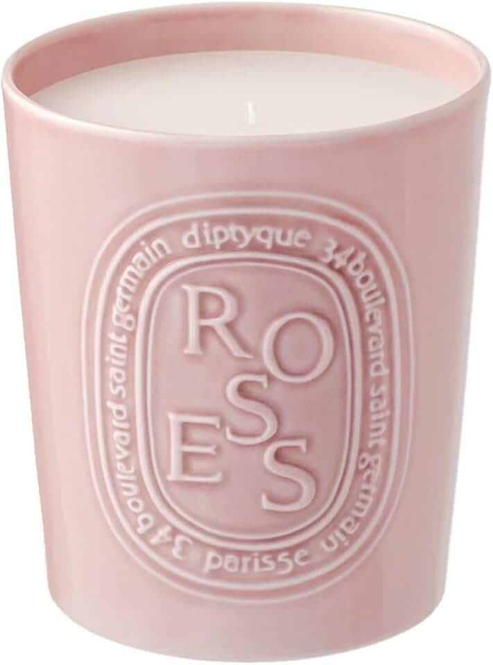 Diptyque Roses Candle 600g Porcelain jar Luxury Candle 100h Burn time 21.1 oz, Pink