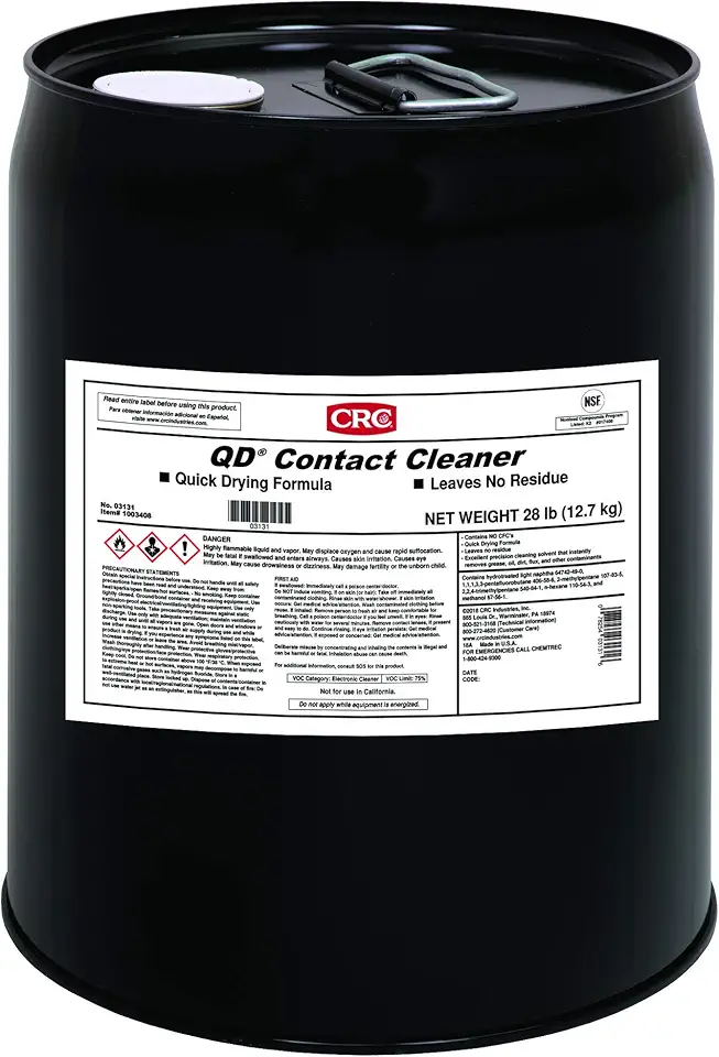 CRC QD Contact Cleaner, 5 Gallon Pail, Clear