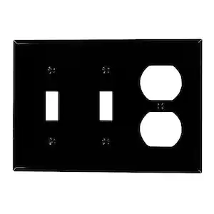 Leviton Black 3-Gang 2-Toggle/1-Duplex Wall Plate (1-Pack)