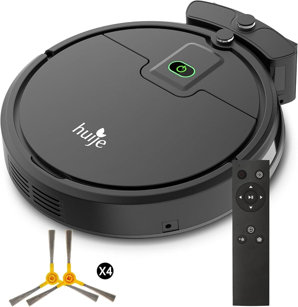 Robot Vacuum Cleaner, 2000Pa Powerful Suction Robotic Vacuum Cleaner,Automatic Self-Charging, Slim Anti-Drop Floor, Black