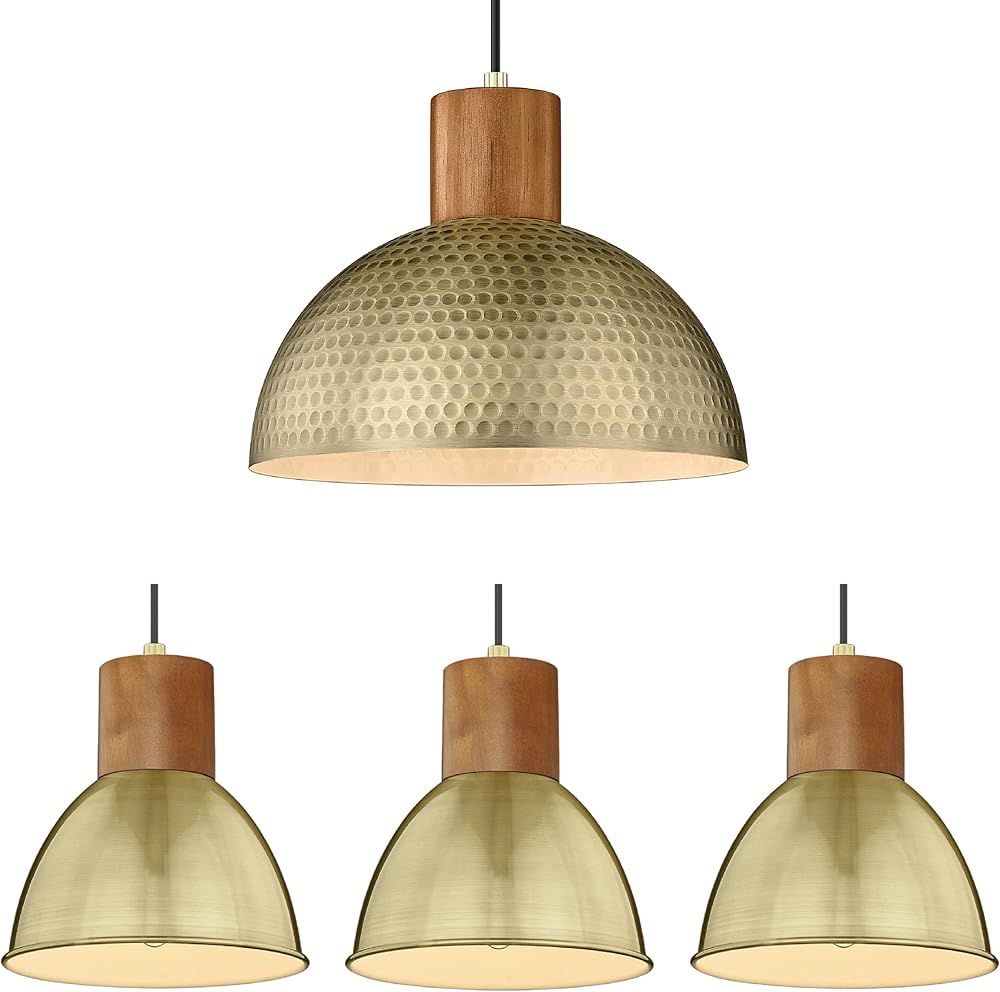 ELYONA Industrial Pendant Light with Hammered Metal Shade & 8