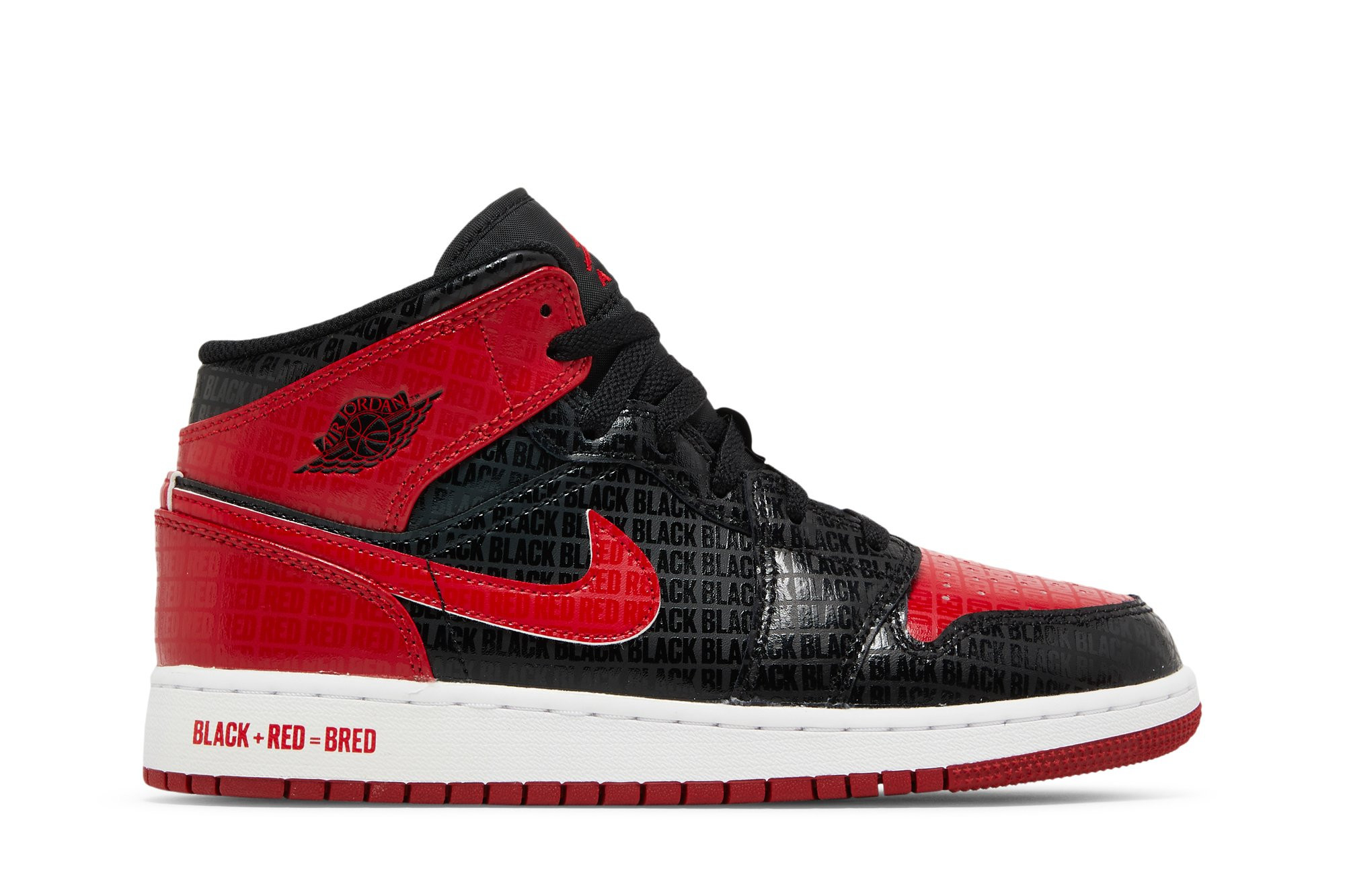 Air Jordan 1 Mid SS GS 'Black + Red = Bred' DM9650-001