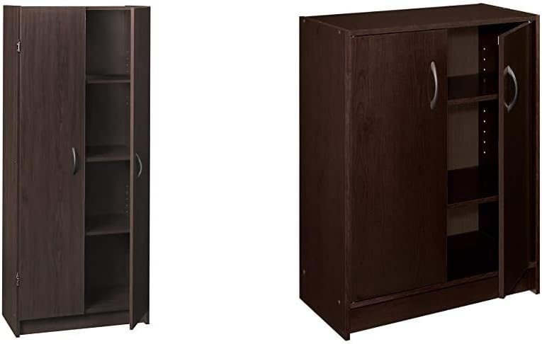 ClosetMaid Pantry Cabinet with 2 Doors and 2-Door Stackable Laminate Organizer, Espresso
