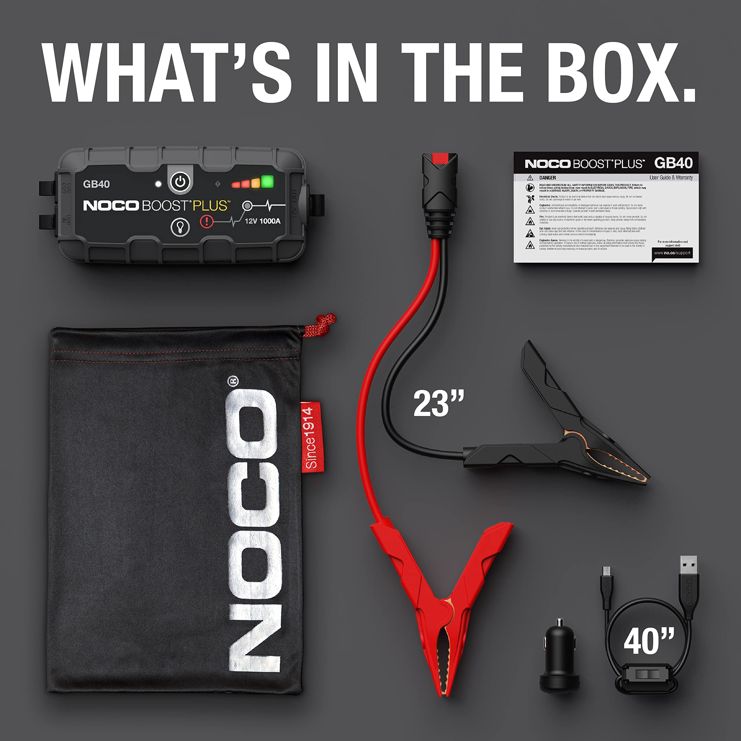 NOCO Boost Plus GB40 1000A UltraSafe Car Battery Jump Starter, 12V Jump Starter Battery Pack