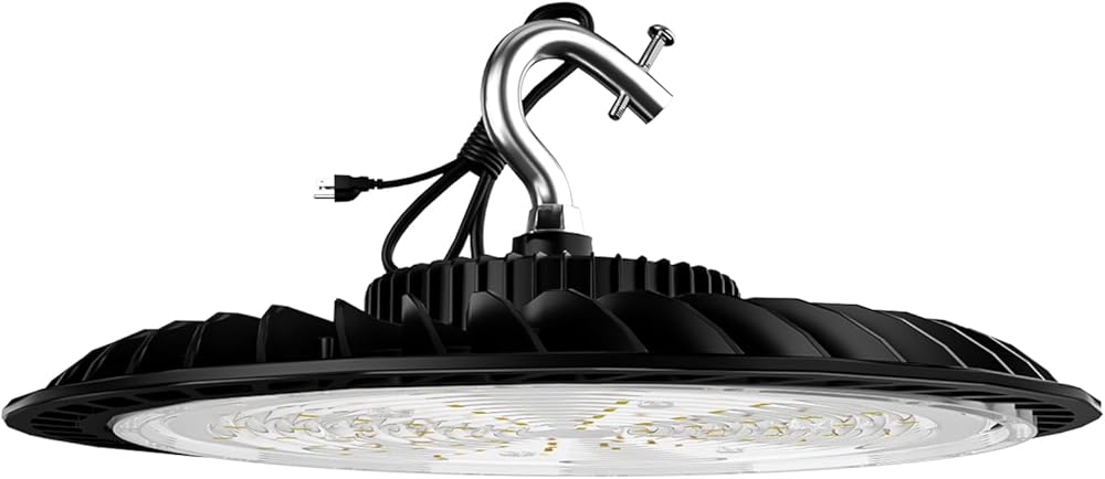 300W LED High Bay Light 45000lm (Eqv.1200W MH/HPS) Commercial Bay Lighting 𝐀𝐂𝟏𝟎𝟎-𝟐𝟕𝟕𝐕 5000K UFO LED High Bay Shop Light-1P12