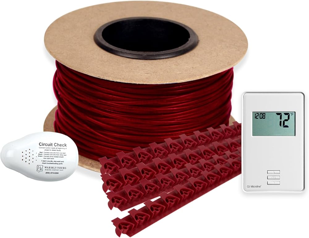 WarmlyYours TCT120-KIT-ON-040 TempZone Electric Radiant Floor Heating Cable Kit with Strips w/Non-Programmable Thermostat, 40 ft. (10 sq. ft.)