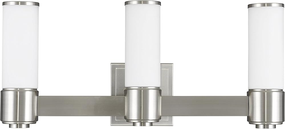 Livex 52123-91 Contemporary Modern Three Wall Sconce/Bath Light from Weston Collection in Pwt, Nckl, B/S, Slvr. Finish, Brushed Nickel