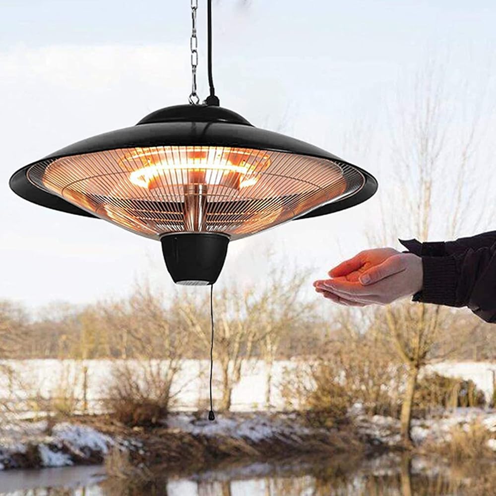 Weatherproof Outdoor Hanging Electric Heater, Ceiling Halogen Patio Heater, for Garage Courtyard Garden Pavilion