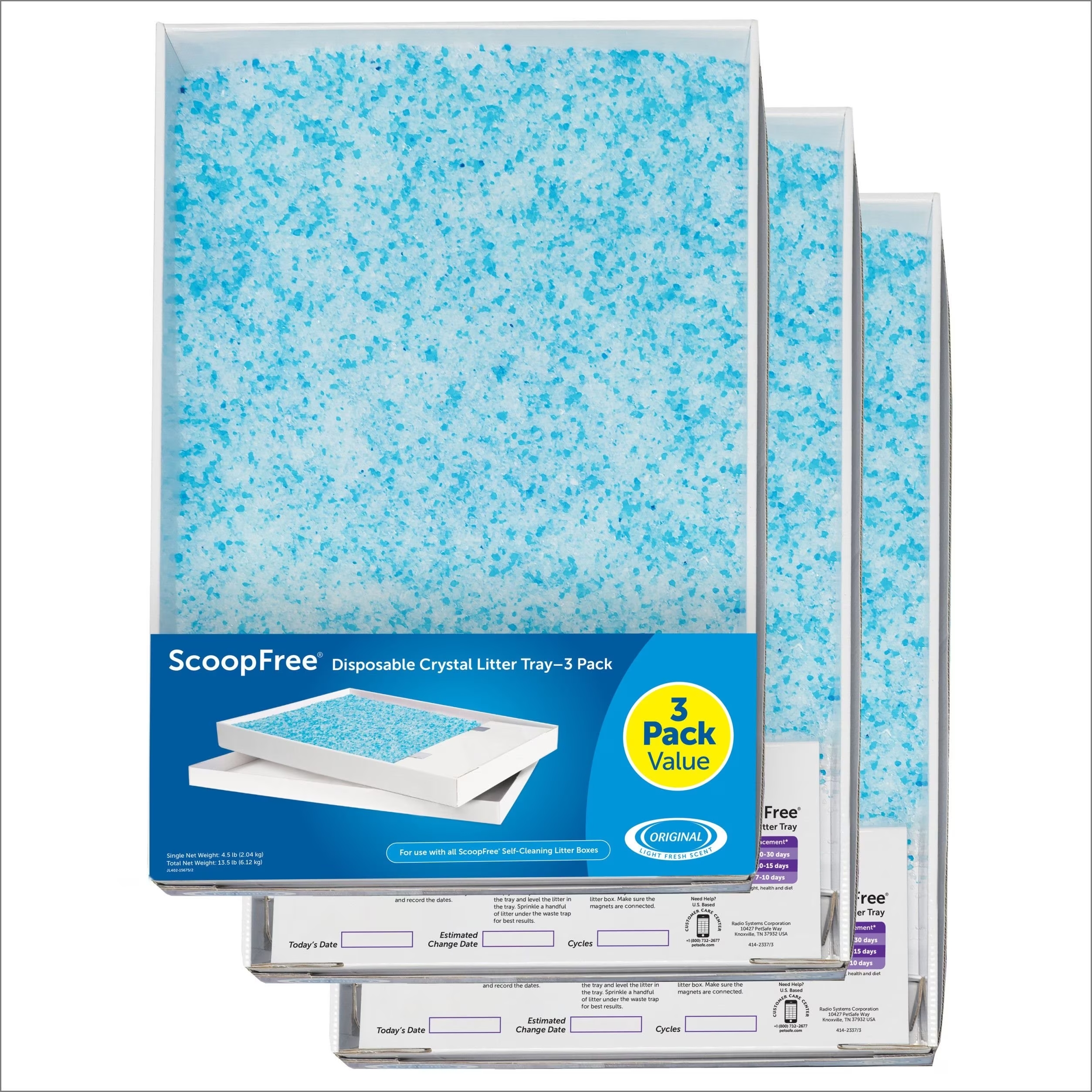 PetSafe ScoopFree Complete Disposable Non-Clumping Crystal Litter Trays, Blue (3 count)