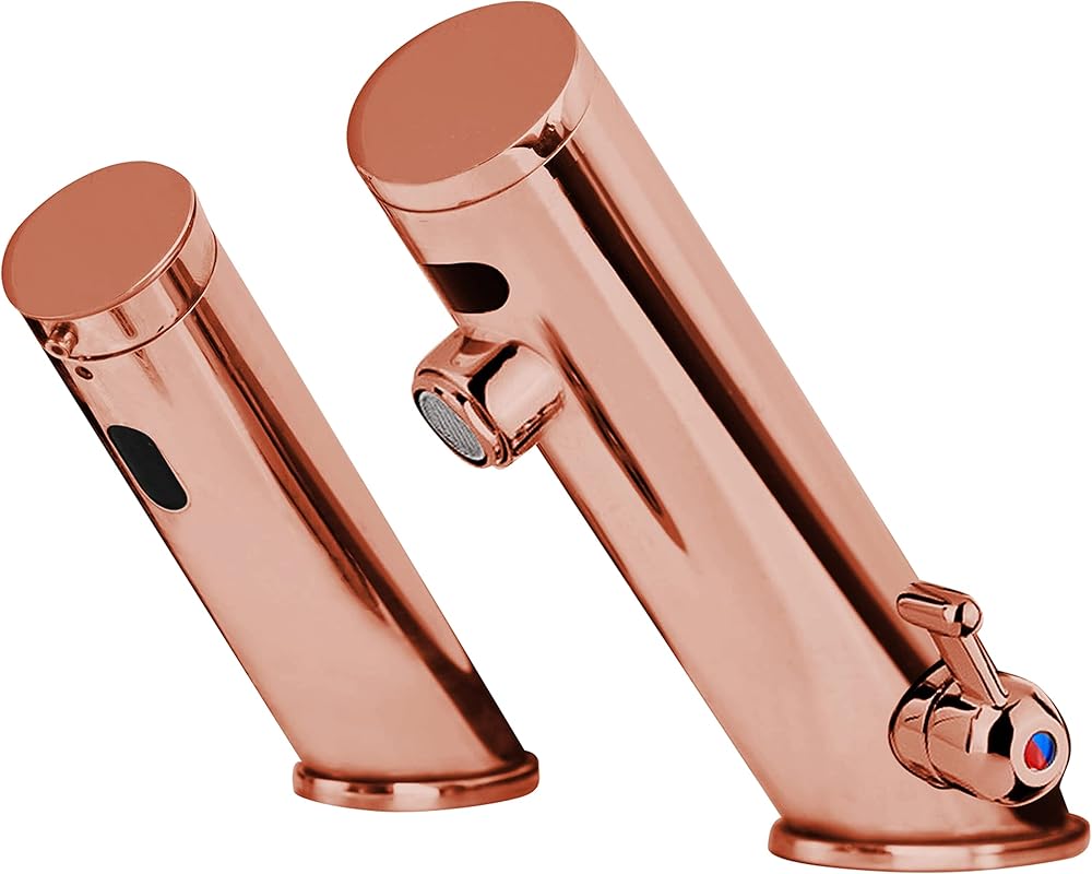 Commercial Rose Gold Automatic Temperature Control Thermostatic Sensor Tap and Matching Soap Dispenser