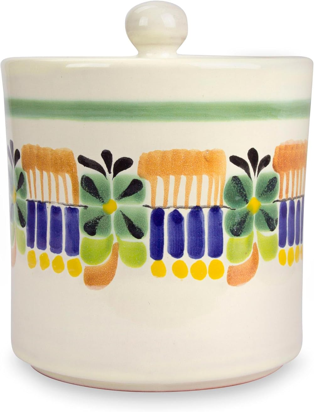 NOVICA Multicolor Floral Ceramic Cookie Jar 'Acapulco'