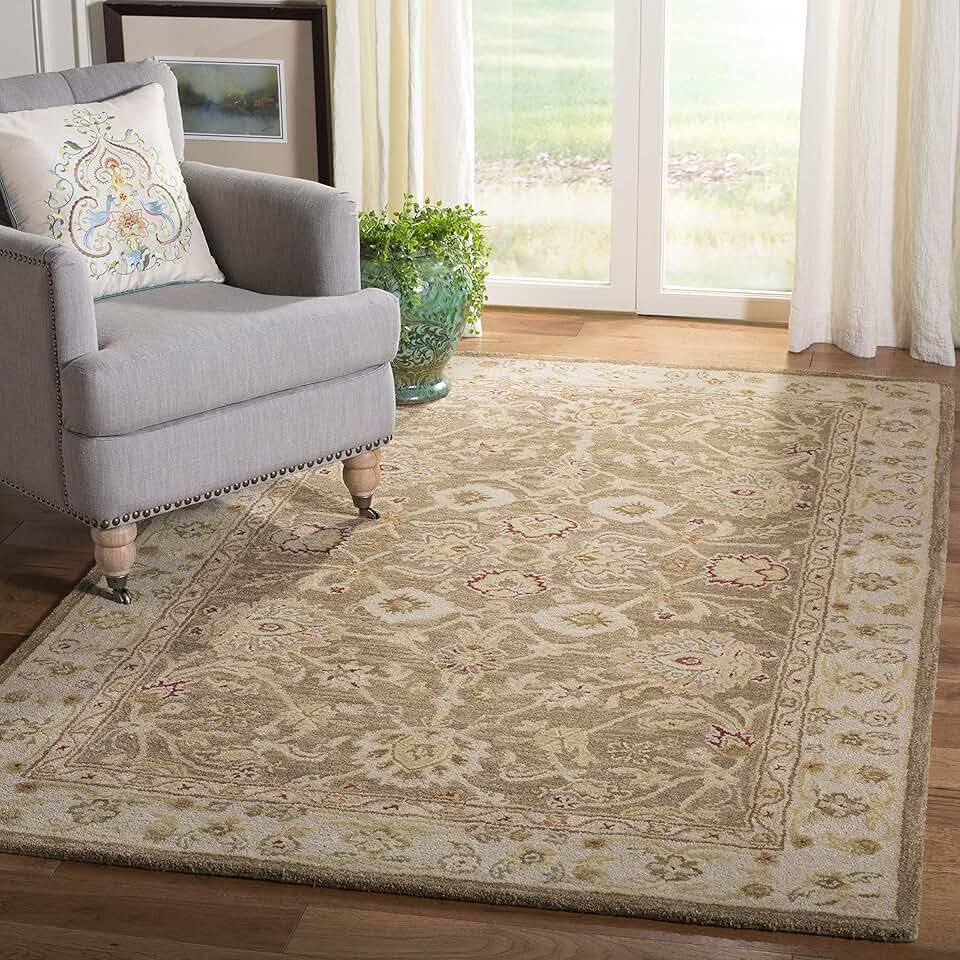 SAFAVIEH Anatolia Collection Area Rug - 8' x 10', Tan & Ivory, Handmade Traditional Oriental Wool, Ideal for High Traffic Areas in Living Room, Bedroom (AN522B)