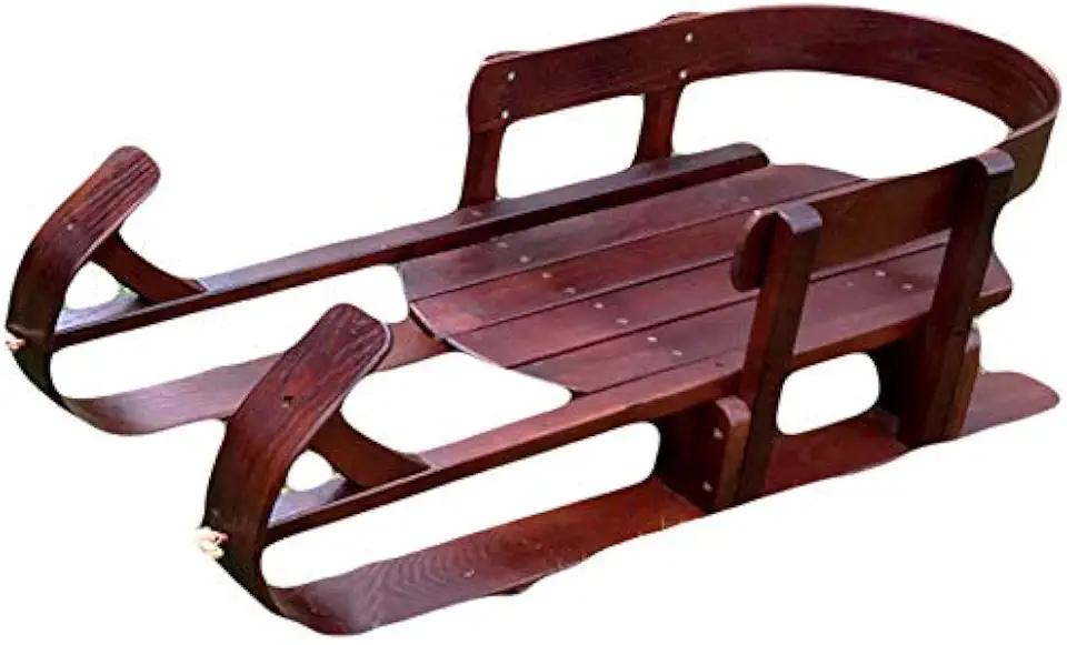 Infant sled for Snow, Wood Toddler to-Boggan Children ski Solid Wooden Sleigh Sledge Grass Skiing for Kids-B