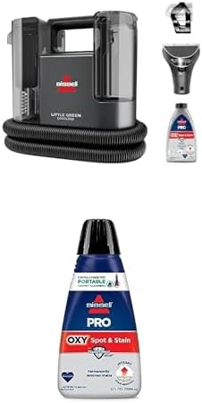 Bundle of BISSELL® Little Green® Cordless Multi-Purpose Portable Deep Carpet and Upholstery Cleaner, Car and Auto Detailer + Bissell Professional Spot and Stain+ Oxy Portable Machine Formula, 32 Fl Oz