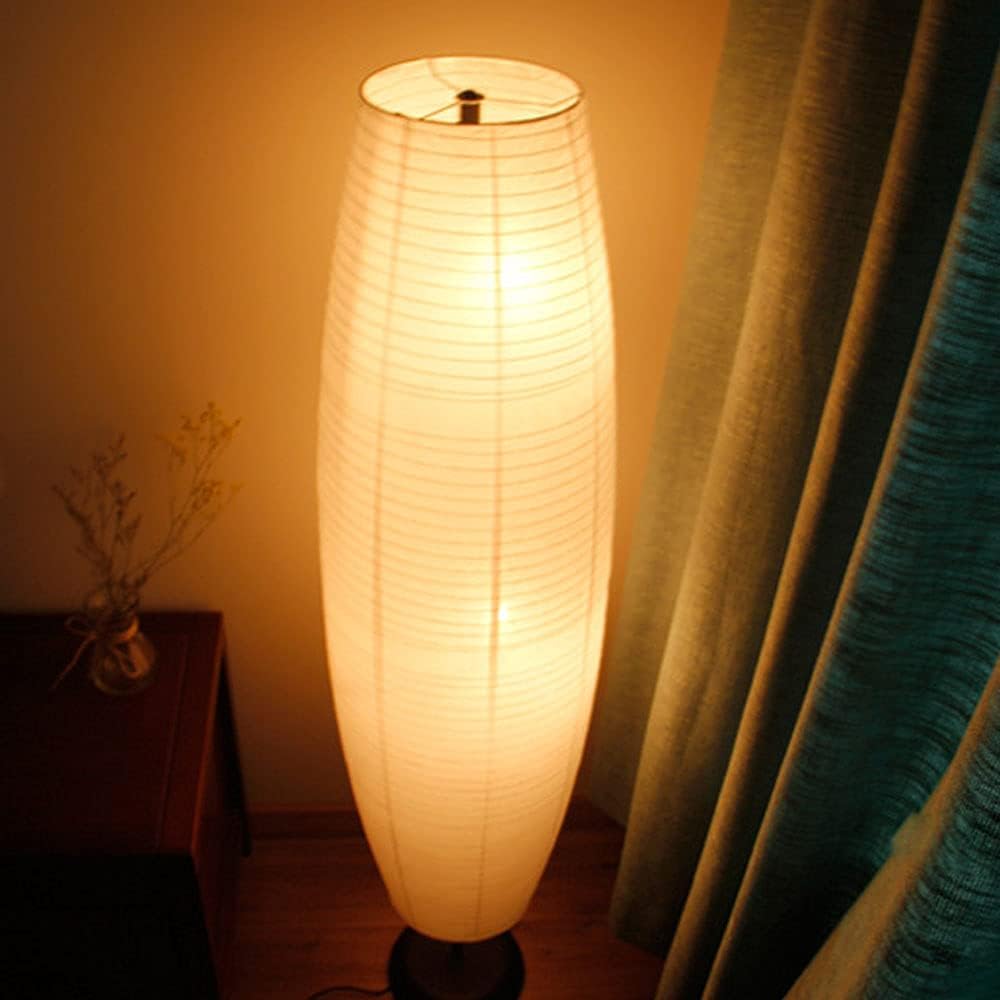 HomeLava Stand Floor Light Paper Floor Lampshade Lamp Retro: Vintage Floor Lampshade Japanese Living Room Standing Lamp Modern Floor Lampshade H53 inch