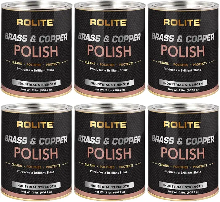 Rolite Brass and Copper Polish - Instant Polishing and Tarnish Removal Cream, Metal Cleaner and Brightener for Antiques, Cookware, Jewelry, and More, 2 Pound, Pack of 6