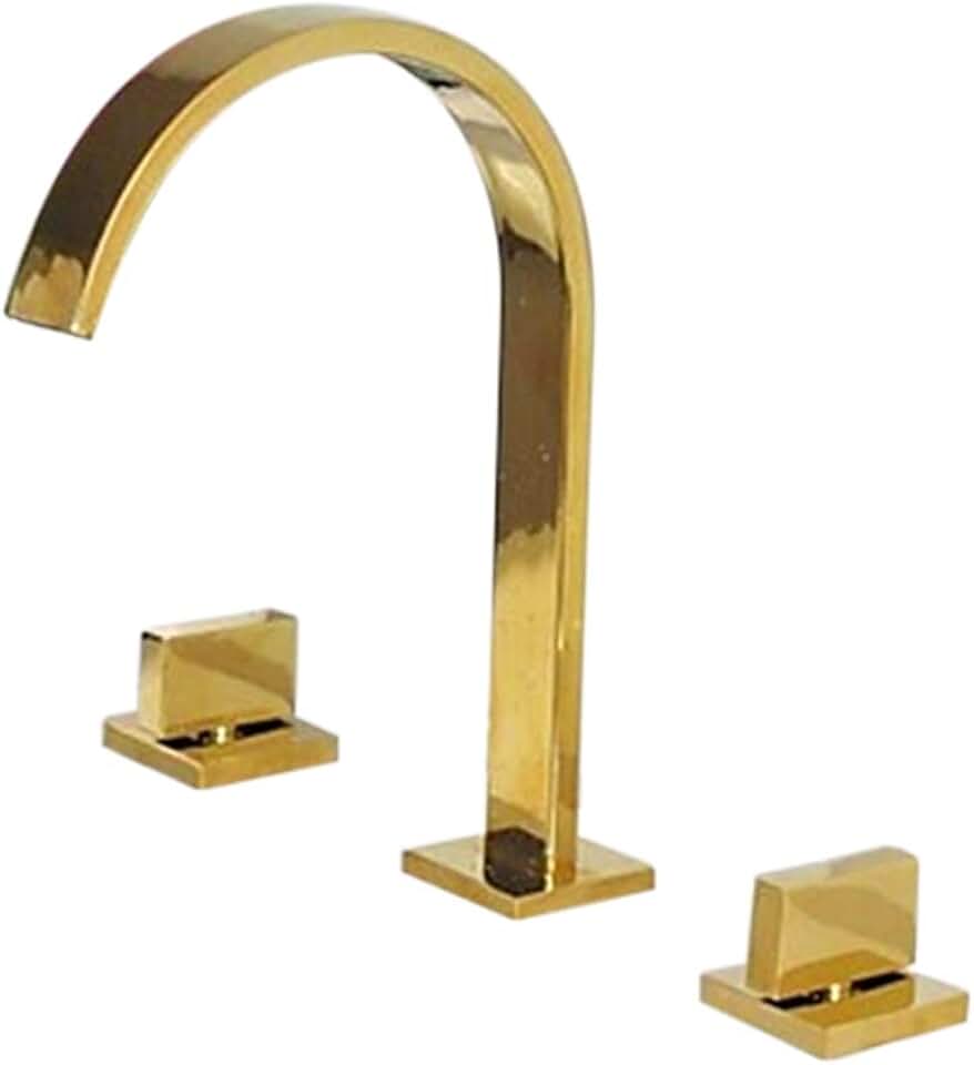 Fontana Venice Gold 3pcs Dual Handles Centerset Mixer Bathroom Sink Faucet