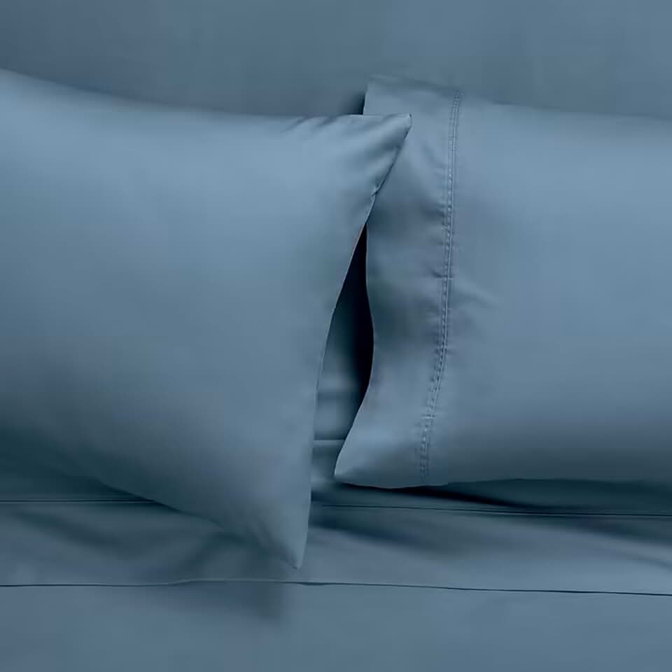 Lyocell Ultra 4-Piece Sateen Weave Sheet Set (FlexTop King, Marine Blue) - Includes Flat, Fitted Sheets & Pillowcases - 300-Thread Count, Soft, Breathable, Stretch-Fit
